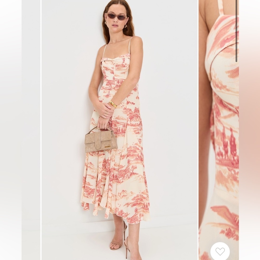 Reformation Fredo Dress Dolce Vita Size 6 NWT Sweetheart Midi Backless Toile Pri
